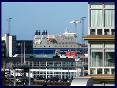 Malmö skyline from the Central station's garage 33 - Finnlines ferry to Germany and Slagthuset